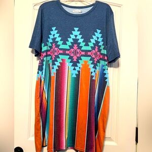 Aztec and serape dress with pockets!